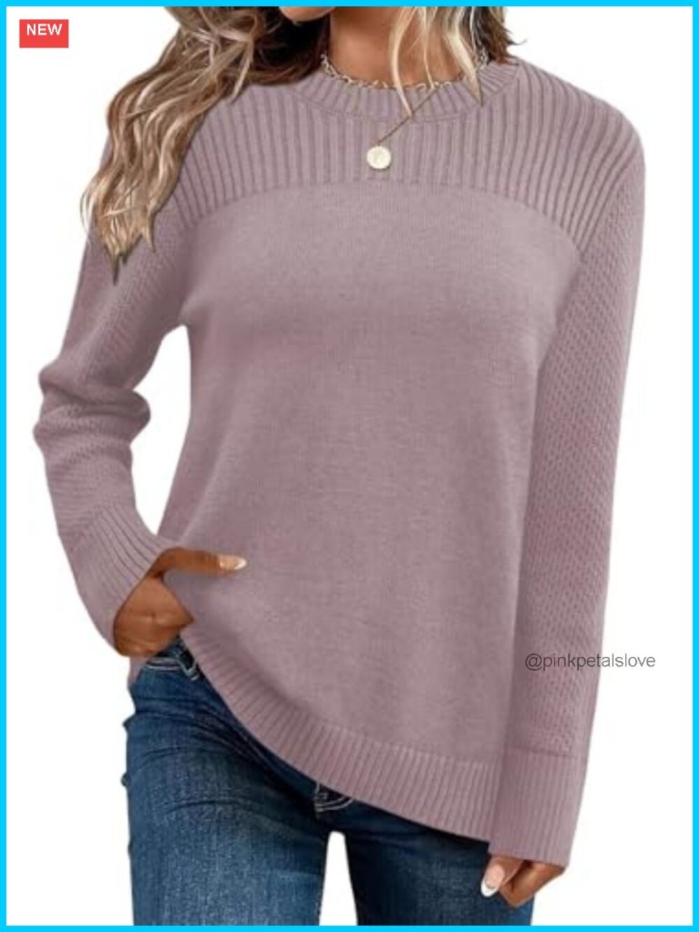 Womens Knit Sweater Long Sleeve Crewneck Pullover Casual Fall Winter Top